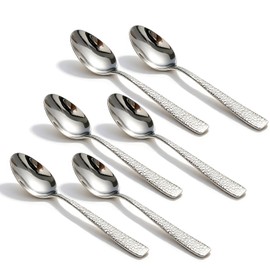 FYLFOTA Set of 6 Teaspoons, 6.5 Inch Stainless Steel Small Spoons Silverware, Metal Tea Spoons for Dessert Coffee & Tea, Dishwasher Safe(6.5inch)