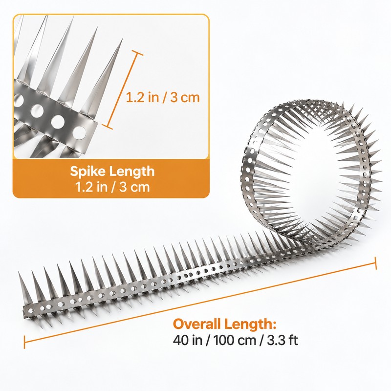 Stainless Steel Anti-Climbing Spikes for Pest Deterrence – Physical Barrier