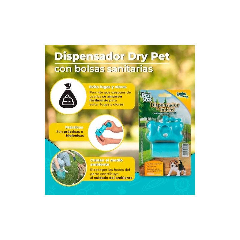 DISPENSADOR C/BOLSAS SANITARIAS DRY PET - 40 PZ