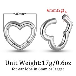 Twolobes 2 PCS Sacred Heart Ear Weights for Stretched Ears, Hypoallergenic 316 Stainless Steel Ear Hangers Ear Plugs Tunnels Gauges 2g(6mm) Body Jewelry Women Men (Silver 1#)