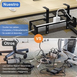 EMAGIE Organizador de Cables Escritorio - Juego de 49 Piezas Sin Perforar Organizador de Cables de Altura de Borde Mejorada Antideslizante y Anticaída Debajo de La Mesa Organizador Cables (Negro)