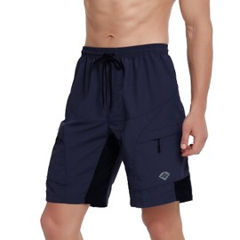Santic Men's 6D Padded Mountain Bike Shorts Lightweight Cycling MTB Shorts Navy XL