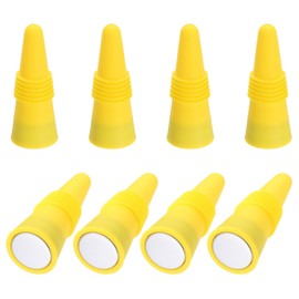 MECCANIXITY 8Pcs Wine Stoppers High Temp Silicone Plug T Shaped Wine Bottle Stopper Wine Outlet Cap Bottle Cover, Yellow