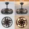 SHIHOT 18" Black Caged Ceiling Fan with Lights, Bladeless Industrial