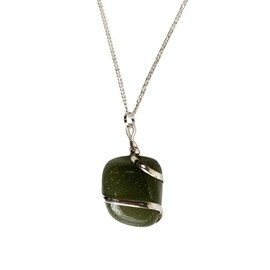 VIE Tumbled Stone Wire Wrap Pendant, 2-3cm (Green Aventurine)