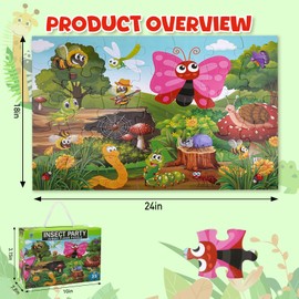 NANXJIUR 35 Piece Floor Puzzle for Kids Ages 3-5 Insects Jigsaw Puzzles, Giant Jigsaw Puzzles for Toddlers Educational Activity for Boys Girls, Puzzle Bugs for Kids Learning Games