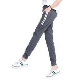 Barifall Women's Jersey Bottoms, Pants with Side Stripes, Sportswear, Sweatpants, Casual Yoga Pants with Pockets, Beautiful Legs, 707 dark gray, L