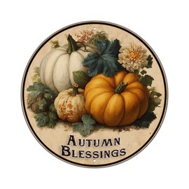 KIOKIO Vintage Round Autumn Blerring Pumpkins Metal Sign Funny Home Kitchen Coffee Bathroom Office Bar Pub Garden Tin Poster Autumn Iron Plaque Thanksgiving Wall Decor 8x8 Inch