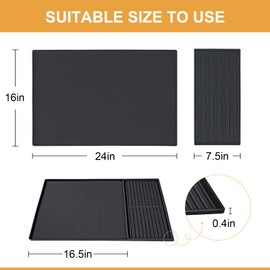 Meiliweser-Coffee Mat Silicone Drying Mat Hide Stains Suitable for Kitchen Countertop Coffee Bar Accessories Coffee Restaurant Decoration Easy to Absorbent and Removable (Black, L)