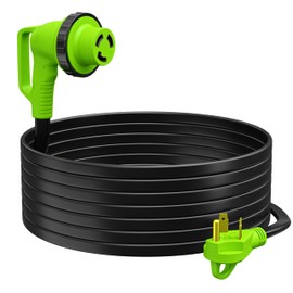Leisure Cords 90 Degree Flat Cable 25FT Power Extension Cord with 30 AMP Male Standard / 30 AMP Female 90 Degree Locking Adapter (25FT)