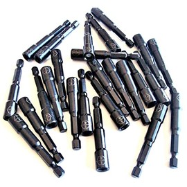 25 GOLIATH INDUSTRIAL LASER ETCHED 1/4" IMPACT MAGNETIC NUT SETTERS IMNS14B25