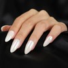 OIFEN Pearl White Chrome Press On Nails Medium Almond, 30pcs