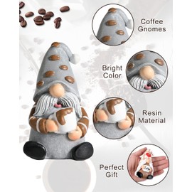 iStatue Coffee Gnomes - Set of 2 Resin 4-inch Swedish Collectible Figurines Couple and Coffee Bar Accessories for Counter Valentine Decor (Coffee Gnomes)