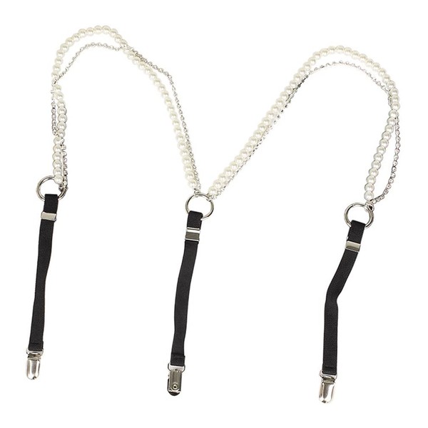 Women's Pearl and Rhinestone Chain Y Suspender with 3 Metal