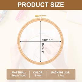 PATIKIL 7 Inch Beech Wood Embroidery Hoops, Circle Cross Stitch Hoop Frames Arc Side Embroidery Hoop Ring with Adjustment Brass Screw for Sewing, Needlework, DIY Craft Decoration