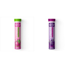 SELTZ Kit Electrolitos Tableta Efervescente, Sabores fresa kiwi más uva, 26 Tabletas, 2 Pack