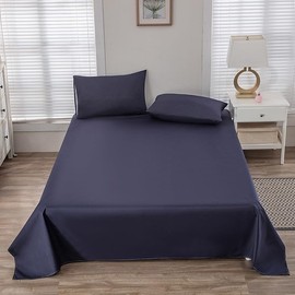 Waterproof Bed Sheet Flat Sheets Lightweight, Mattress Protector Sheet for Bed Couch (Navy Blue, King)