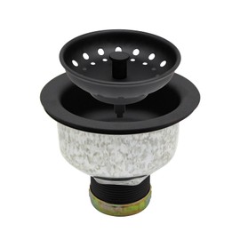 ZM Kitchen Sink Stainless Steel Deep Locking Basket Strainer with Drain Assembly,Black, 3-1/2 Inch Sink Drain Stopper Plug