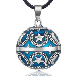 EUDORA Harmony Ball Vintage Earth Harmony Ball Chain Pregnancy for Women, Angel Caller Moon and Stars Pendant, Mexico Bola Jewellery for Mother, Daughter, Women, Necklace Length 114 cm + 76 cm,