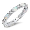 Clear CZ Oval White Simulated Opal Ring Sterling Silver Stackable