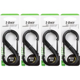 Nite Ize S-Biner Plastic No.4 Tactical Black Dual-Gated Carabiner (4-Pack)