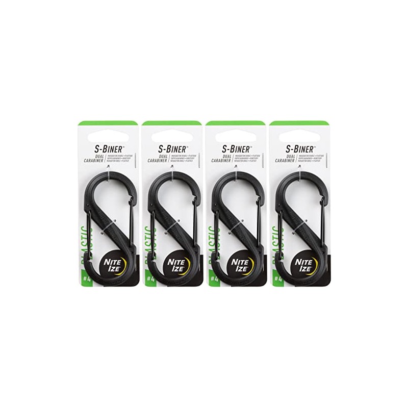 Nite Ize S-Biner Plastic No.4 Tactical Black Dual-Gated Carabiner (4-Pack)