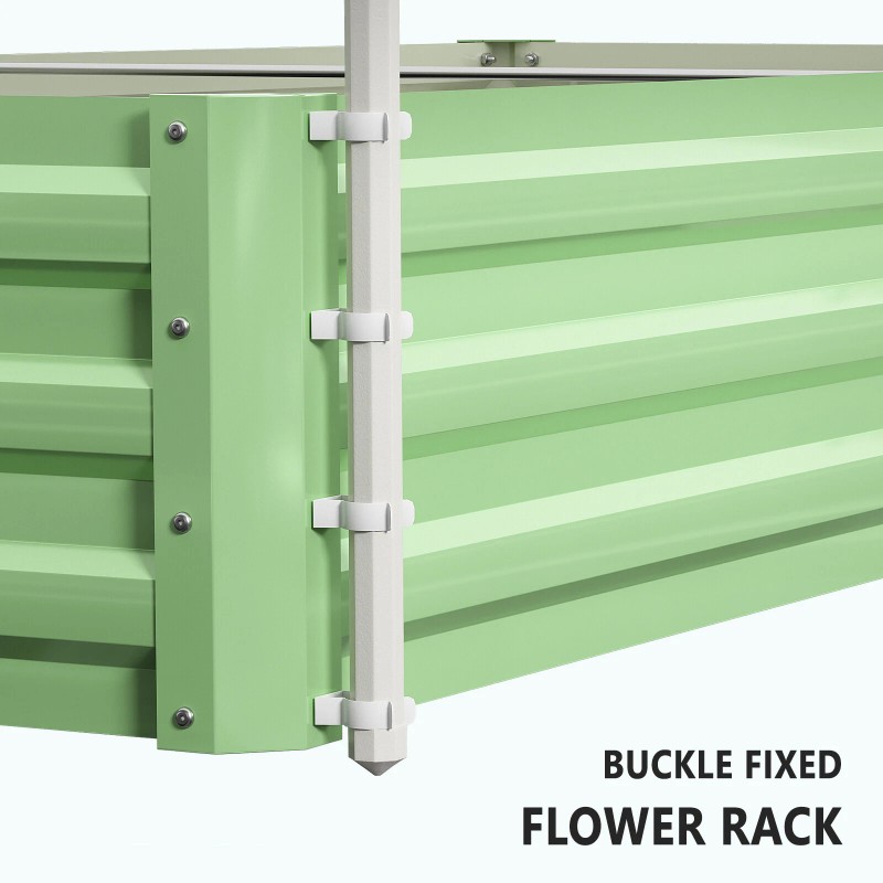 SLSY Galvanized Raised Garden Bed with 85in Tall Garden Trellis