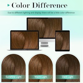 Ukira- Extensiones de cabello castaño claro de alta calidad Cabello humano real: extensiones de cabello humano 100% remy con clip. Tan suaves y lisas 