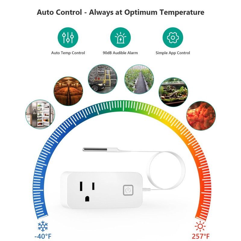 MOCREO Temperature Controller Reptile Thermostat Outlet, Bluetooth Temp Control Plug