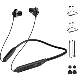 MAS CARNEY [2 Stück] BI2 Bluetooth Kopfhörer In Ear, Dual Drivers Kabellose Nackenbügel-Ohrhörer mit Mikrofon, für Laufen, Traning und Gym
