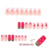 IMRAIN Long Press on Nails Square Fake Nails 3D Red