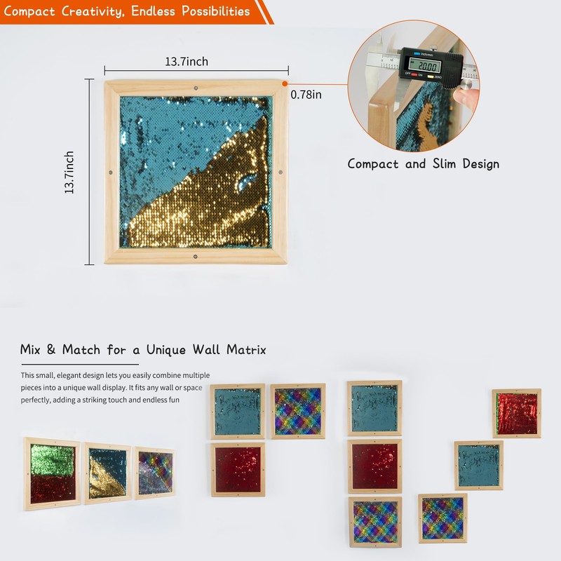 Sensolio 3-Piece Square Double-Sided Sequin Panels - Interactive Sensory Wall
