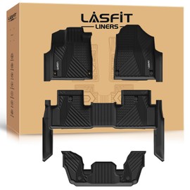 LASFIT Custom TPE All-Weather Floor Mats for Acura MDX (2022-2025), Full Set for 1st & 2nd & 3rd Row Floor Lines, Black Tasteless, Durable and Easy to Clean