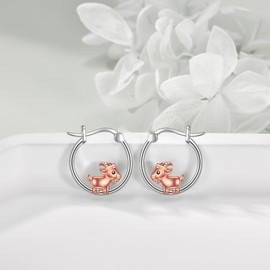 DAYLINLOVE Goat Gifts 925 Sterling Silver Goat Hoop Earrings Animal Jewellery for Women and Goat Lovers, Sterling Silver