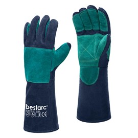 bestarc Leather Forge MIG Welding Gloves, 16 Inches 932℉ Heat Resistant Welding Gloves with Kevlar Stitching for MIG, TIG, Stick, Forge, BBQ, Grill, Fireplace (Grayish-Green)