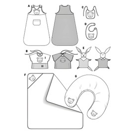 Burda Schnittmuster 9635 - Set di cucito per accessori per neonati, misura 62-86 EU