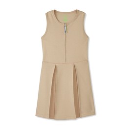 French Toast Girls' Adaptive Zip Front Stretch Ponte Jumper, Khaki, 7-8