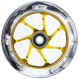 Pro Stunt - Ruedas para patinete de 110 mm y 24 mm, efecto acuarela con rodamientos ABEC-9 instalados, 2 unidades de ruedas de repuesto para patinete (núcleo negro de poliuretano dorado)