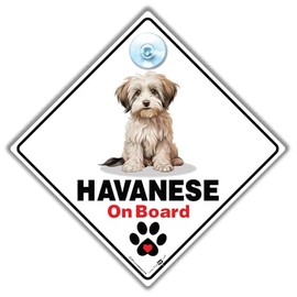 Havanese On Board Sign, Havanese Dog Car Sign, Havanese Dog Car Sign, Havanese Dog Breed Vehicle Sign, Dog On Board Suction Cup Sign 14cm x 14cm