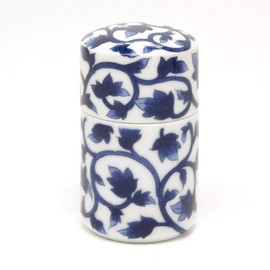 Tabletop Toothpick Holder with Lid, Arita Pottery, Blue Arabesque, Made in Japan