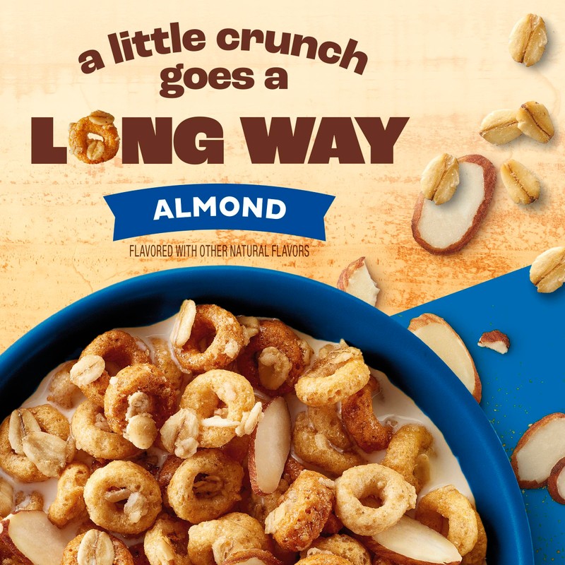 Cheerios Oat Crunch Almond Breakfast Cereal, Made with Whole Grain,