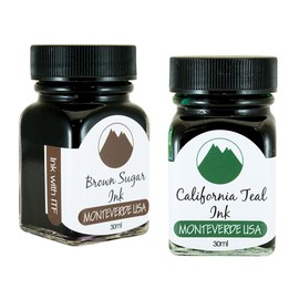 Monteverde 60ml Core Fountain Pen Ink Bottle (30ml Brown Sugar Ink Bottle G309BS, 30ml California Teal Ink Bottle G309CT)