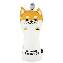 Golf Club Cover Akita Inu/Tilt Cat Cute Yellow Hood Wood Iron Putter Hybrid Cover (DR/FW/UT) Adjustable Label 460cc Leather Waterproof Rust Proof Plush PU Leather Club Headcover ..