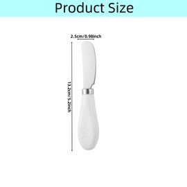 sweetfamily Butter Knife,4 Pcs Stainless Steel Butter Spreader Knife with White Porcelain Handle Wide Blade Cheese Spreader Used for Cheese,Cold Butter,Jam,5.2 Inch (4)