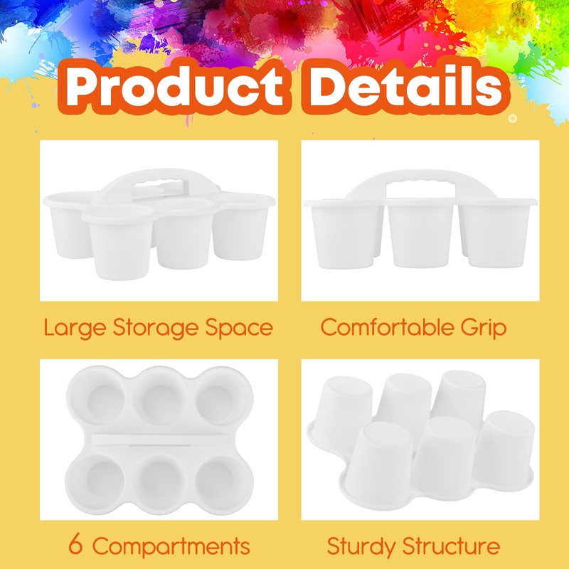 6 Pack Classroom Caddy Storage Basket with Handle, Plastic Drink