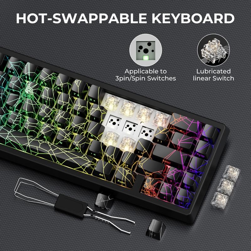 XVX M67 Tri-Mode Mechanical Keyboard With Spider Web IMD-Tech Keycaps,