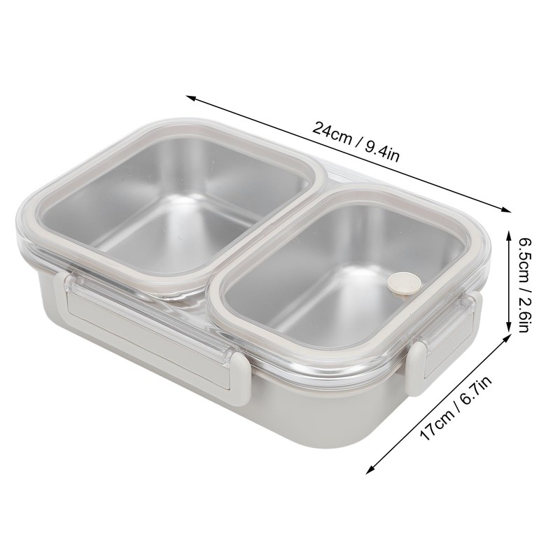 Stainless Steel Leak - Resistant Lunch Box, 2 Compartment 1.2L
