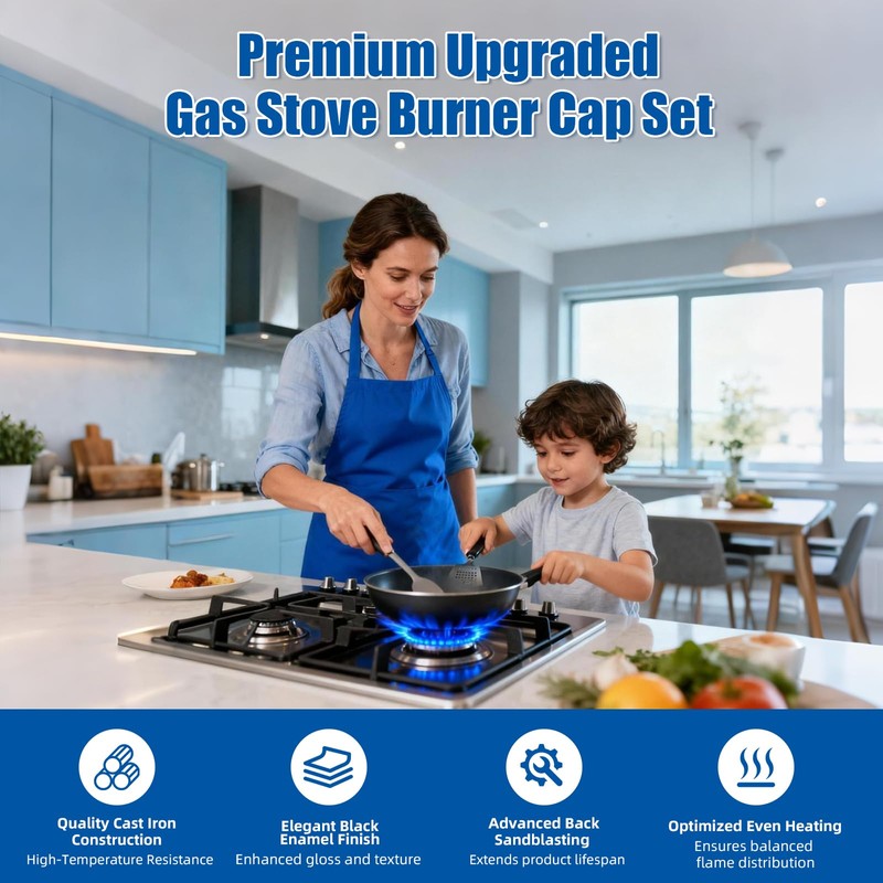 Loszaral 4-Pcs Gas Stove Burner Cap Set - Burner Cover