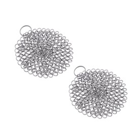 Lord of Battles Stainless Steel 12x12cm Chainmail Scrubber | Medieval Stainless Steel Cleaner for Pre-Seasoned Pans, Griddles, BBQ Grills and Pot Cookware Cleaning (Set of 2)