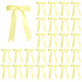 Meseey 30 Pcs 5 x 7 Inch Yellow Grosgrain Ribbon Bows with Twist Tie Gift Bows for Gift Wrapping, Crafts, Parties (Yellow,Width of 1")